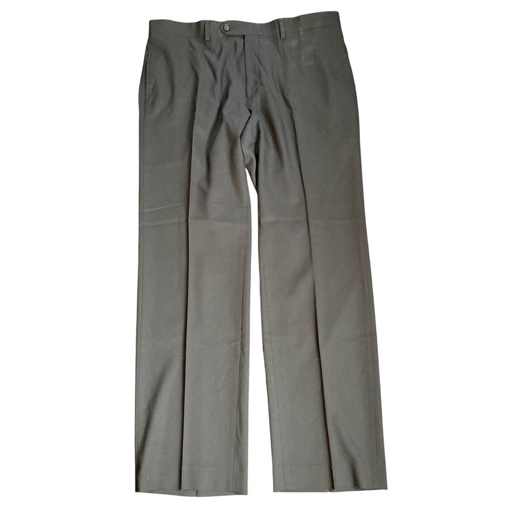 Ralph Lauren Slim Fit Dress Pants Black 34x30 Flat Front Trousers Stretch Mens